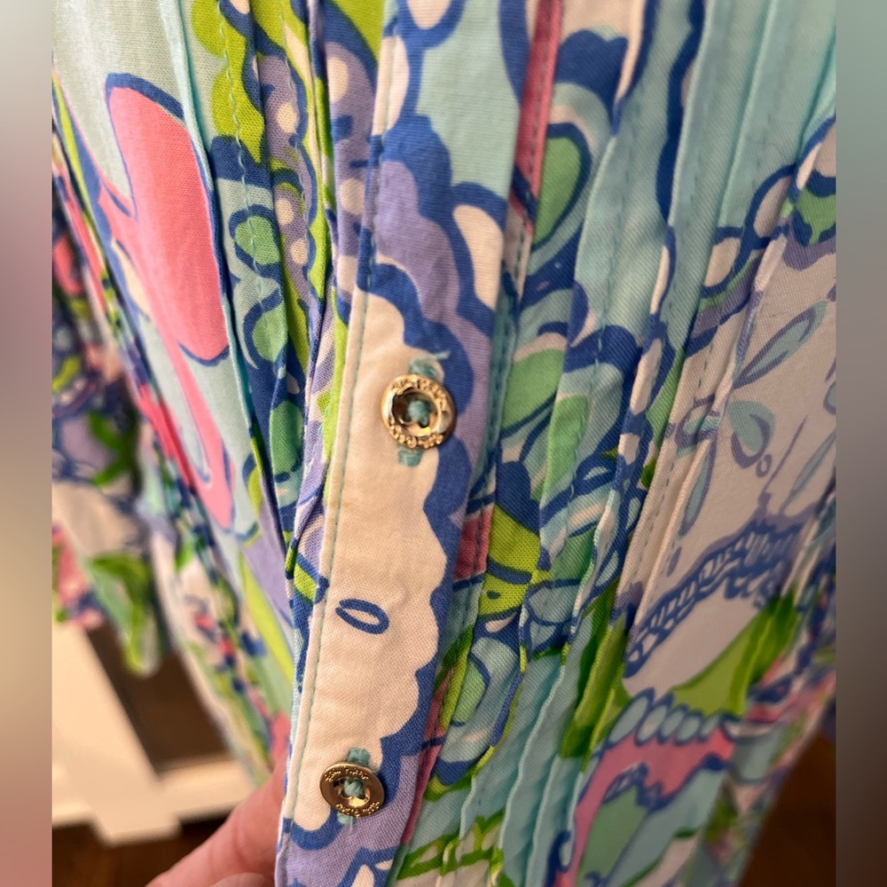 Lilly Pulitzer Tropez Tunic Dress Coverup, Conch Republic print, 3/4 sleeve, L - Picture 8 of 10